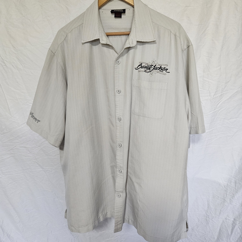 Barrett-Jackson Mens 3XL Light Grey Buttom Up